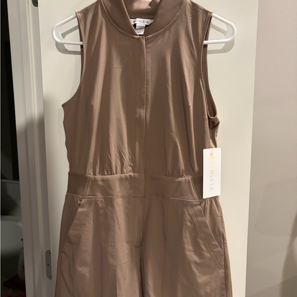 Athleta Women's Beige Sleeveless Jumpsuit
